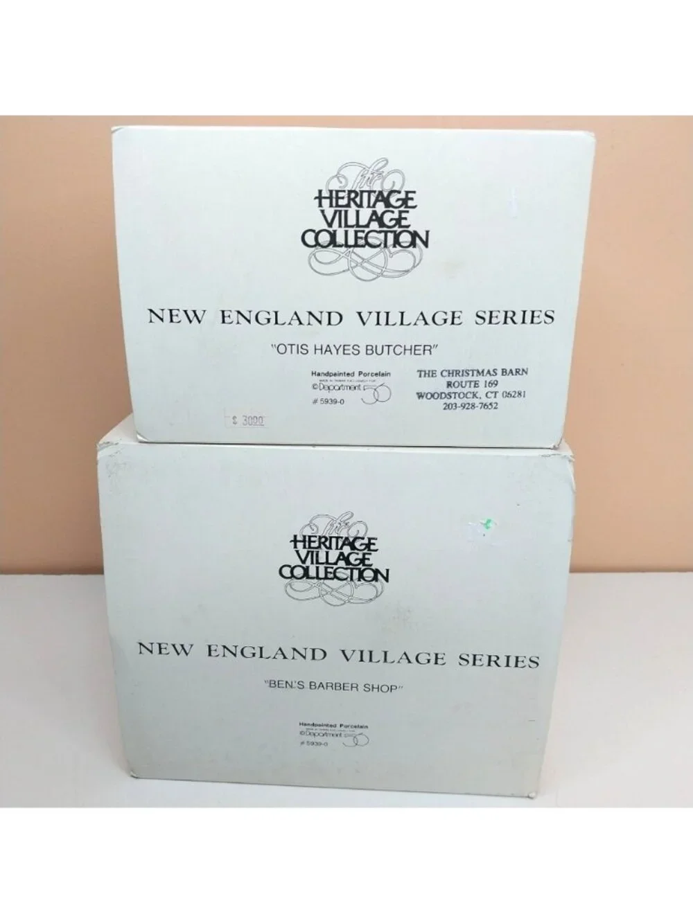 Department 56 New England Village Bens Barber Shop 5939-0 & Otis Hayes Butcher